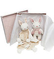 ThreadBear Gift Set - White Rabbit rattle and Comfort Blanket