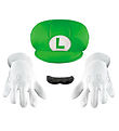 Disguise Búningur - Luigi Hat M. Yfirvaraskegg & Hanskar