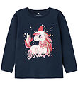 Name It Blouse - NmfVismas - Dark Sapphire w. Unicorn