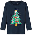 Name It Blouse - NmfRisa - Dark Sapphire w. Christmas tree