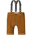 Name It Corduroy Trousers w. Suspenders - NbmBen - Bone Brown