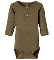 Name It Romper l/s - Noos - Rib - NbmKab - Dusty Olive