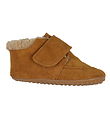 Pom Pom Leder-Krabbelschuhe - Camel