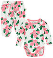 Mini Rodini Set - Bodysuit/Trousers - Roses - Pink
