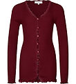 Rosemunde Cardigan - Seide/Baumwolle - Cabernet m. Spitze