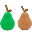 OYOY Beker m. Rietje - 2-pack - Peer - Silicone - Apricot/Brigh