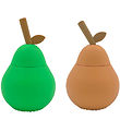 OYOY Tasses av. Paille - 2 Pack - Poire - Silicone - Apricot/Bri