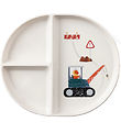 Sebra Plate w. 3 Rooms - Tastii Busy Builders - White w. Print