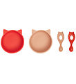 Liewood Geschirr-Set - Silikon - 4 Teile - Evan - CAT Apple Rot/