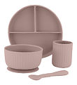 Mikk-Line Dinner Set - Silicone - 4 Parts - Adobe Rose