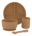 Mikk-Line Dinner Set - Silicone - 4 Parts - Brown Sugar