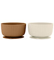 Mikk-Line Bowls - 2-Pack - Silicone - White Swan/Brown Sugar