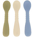 Mikk-Line Spoons - 3-Pack - Silicone - White Swan/Faded Denim/Th