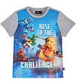 LEGO Ninjago T-shirt - LWTano 131 - Grey Melange/Blue w. Print