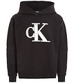 Calvin Klein Hoodie - Metallic Satin Monogram - Black w. Silver