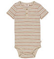 Wheat Romper s/s - Placket - Dusty Stripe