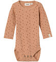 Lil' Atelier Bodysuit l/s - NbfGago - Noos - Nougat w. Flowers