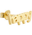 Design Letters Earring - 1 pcs - Happy - 18K Gold Plated