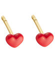 Design Letters Earrings - 2 pcs - Little BIG Love Hearts - Gold