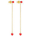 Design Letters Earrings w. Chain - 2 pcs - Little BIG Love - 18K