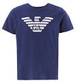 Emporio Armani T-Shirt - Blau/Wei m. Logo