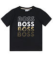 BOSS T-paita - Musta M. Valkoinen/Ruskea