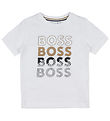 BOSS T-shirt - White w. Black/Brown