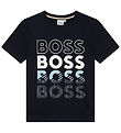 BOSS T-Shirt - Navy m. Wei/Hellblau