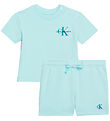 Calvin Klein Set - T-Shirt/Shorts - Monogramm-Logo - Blue Tönung
