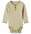 Wheat Romper l/s - Benny - Sage Green Stripe