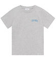 Les Deux T-Shirt - Blake - Snow Melange/gewaschen Denim Blue