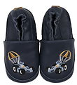 Melton Soft Sole Leather Shoes - Navy w. Racing Car