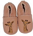 Melton Leder-Krabbelschuhe - Rose Dawn m. Giraffe