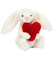 Jellycat Soft Toy - Small - 18x9 cm - Red Love Heart Bashful Bun