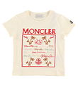 Moncler T-shirt - Cream/Red w. Embroidery