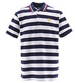 Versace Polo - Navy/White Striped w. Text