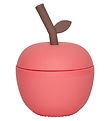 OYOY Beker m. Rietje - Appel - Silicone - Cherry Red