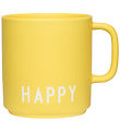 Design Letters Cup w. Handle - Favorite - Happy - Yellow