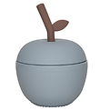 OYOY Cup w. Straws - Apple - Silicone - Dusty Blue