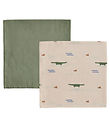 OYOY Muslin Cloths - 70x70 cm - Crocodile - 2-Pack - Beige/Olive