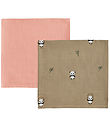 OYOY Muslin Cloths - 70x70cm - Panda - 2-Pack - Khaki/Rose