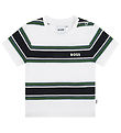 BOSS T-shirt - White/Navy Striped w. Green