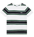 BOSS T-shirt - White/Navy Striped w. Green