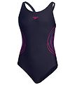 Speedo Swimsuit - Girls Placement Muscleback - Navy/Pink