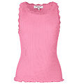 Rosemunde Top - Seide/Baumwolle - Dolly Pink m. Spitze