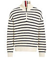 Tommy Hilfiger Blouse - Knitted - Half Zip Breton - Calico/Navy