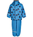 CeLaVi Rainwear w. Suspenders - PU - Blue w. Elephants