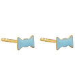 Boucles d'oreilles Design Letters - Bow Cravate - Or/Bleu Clair
