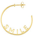 Design Letters Earring - 1 pcs - Smile Hoop - Gold
