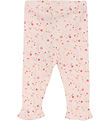 Minymo Leggings - Rib - Pink Dogwood w. Flowers